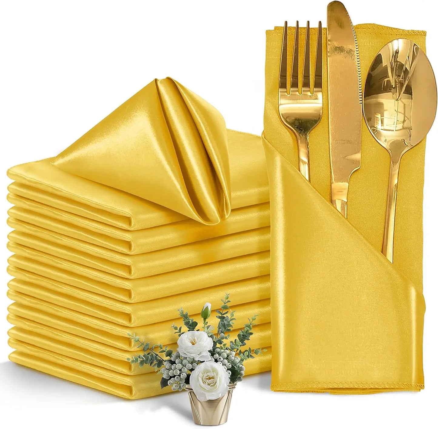 24 Pcs Satin Square Table Napkins