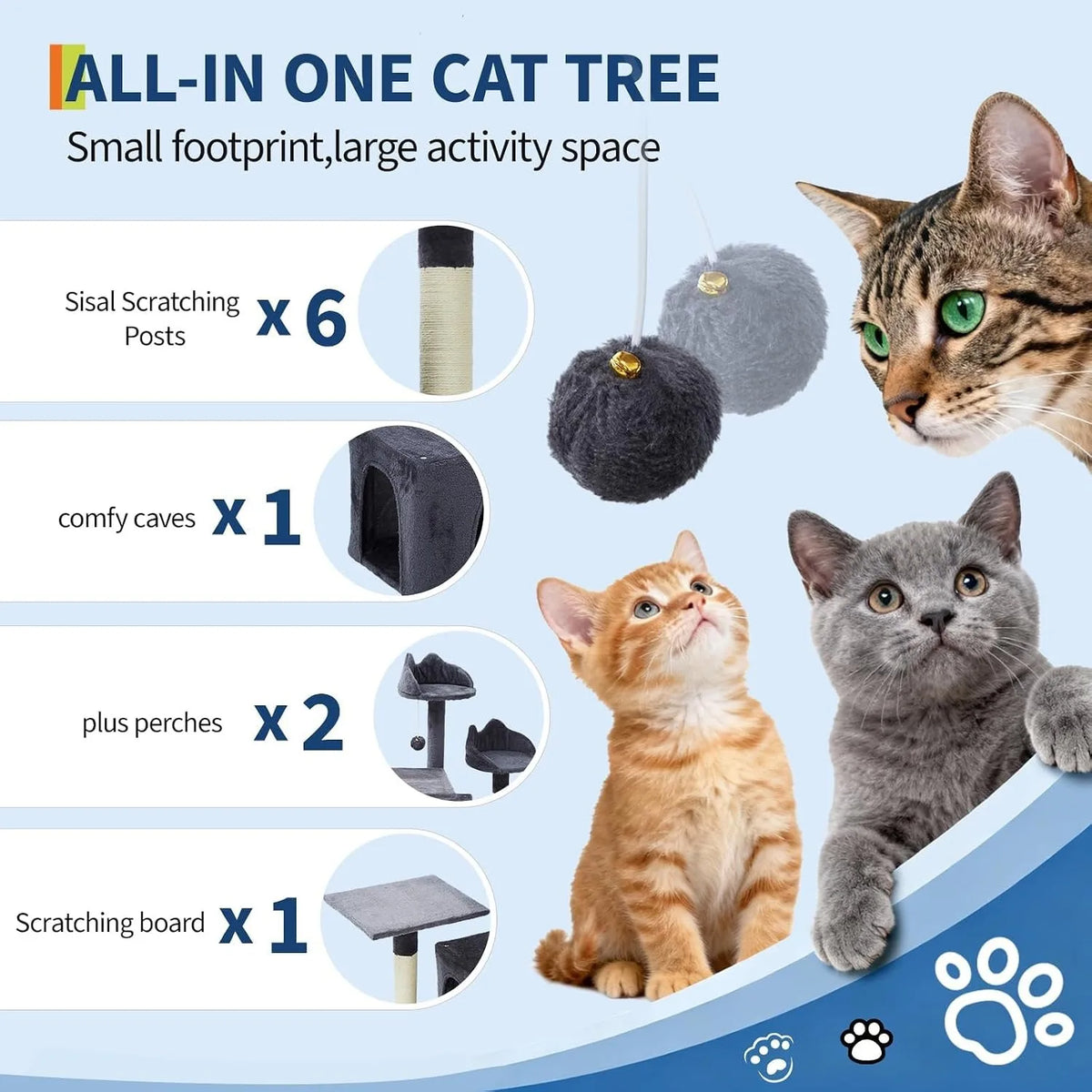 72" Cat Tree for Large Cats