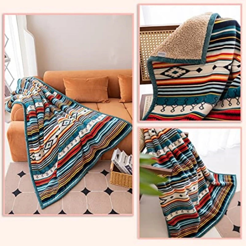 Lightweight Boho Sherpa Throw 50'' X 60''