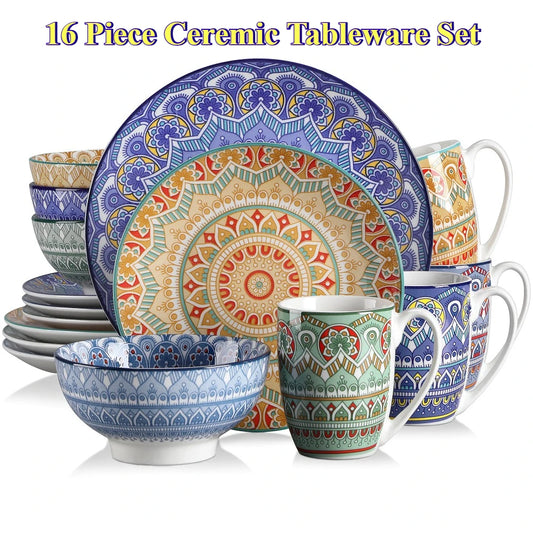 Patterned Ceramic Tableware 16PCS