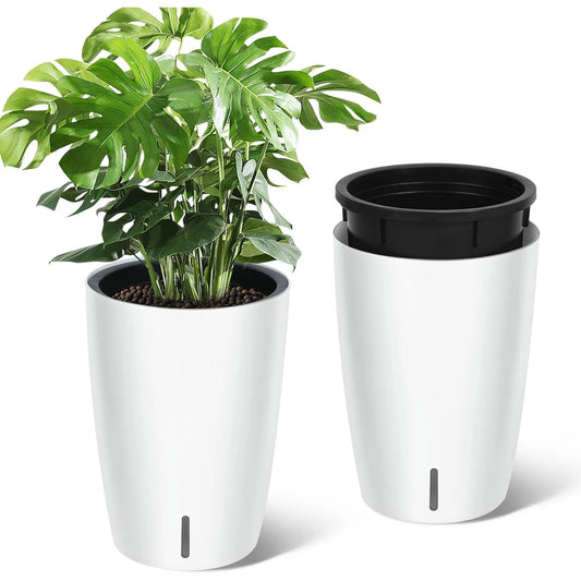 1-Pair Black Self-Watering Planters 21.7”