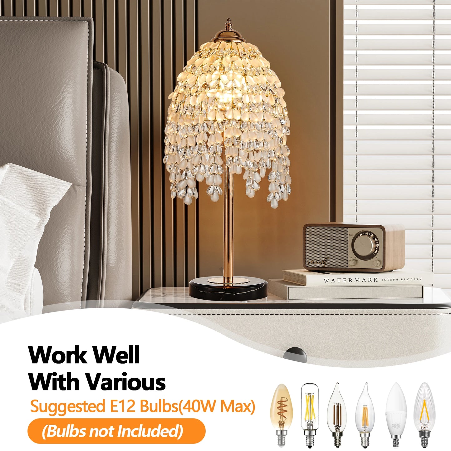 19"Elegant Crystal Table Lamp