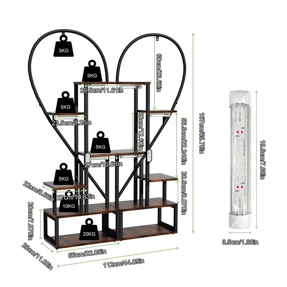 6 Tiered Metal Plant Stand/ LED Grow Lights