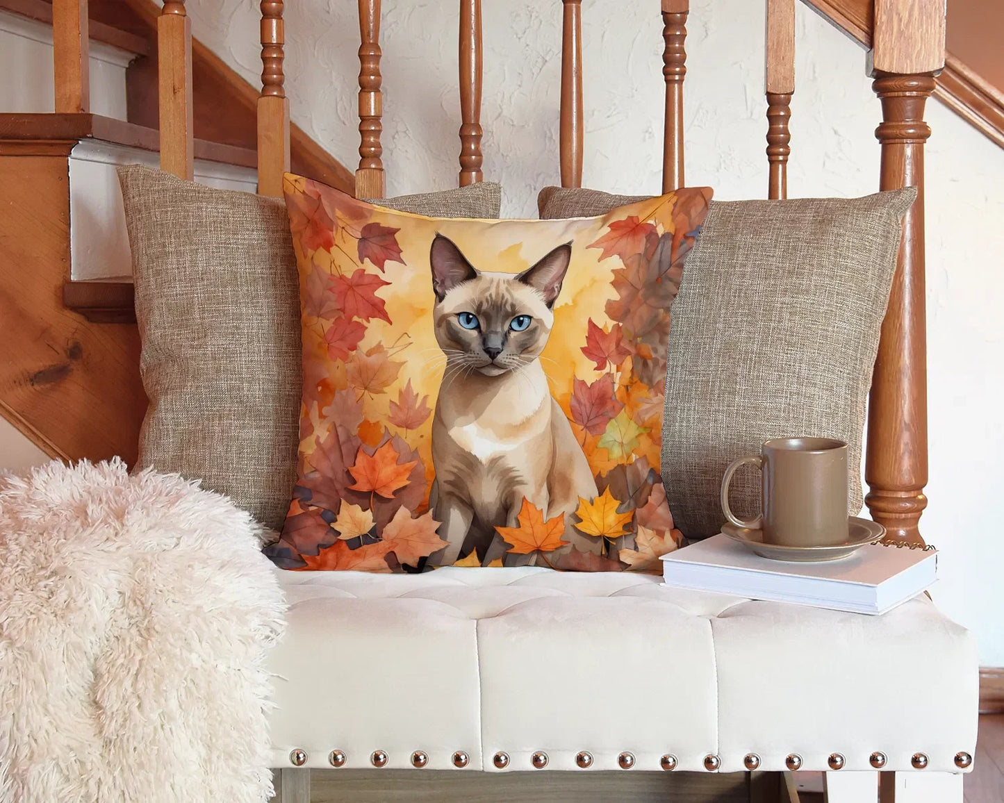 14Hx14W Cat Throw Pillow Washable