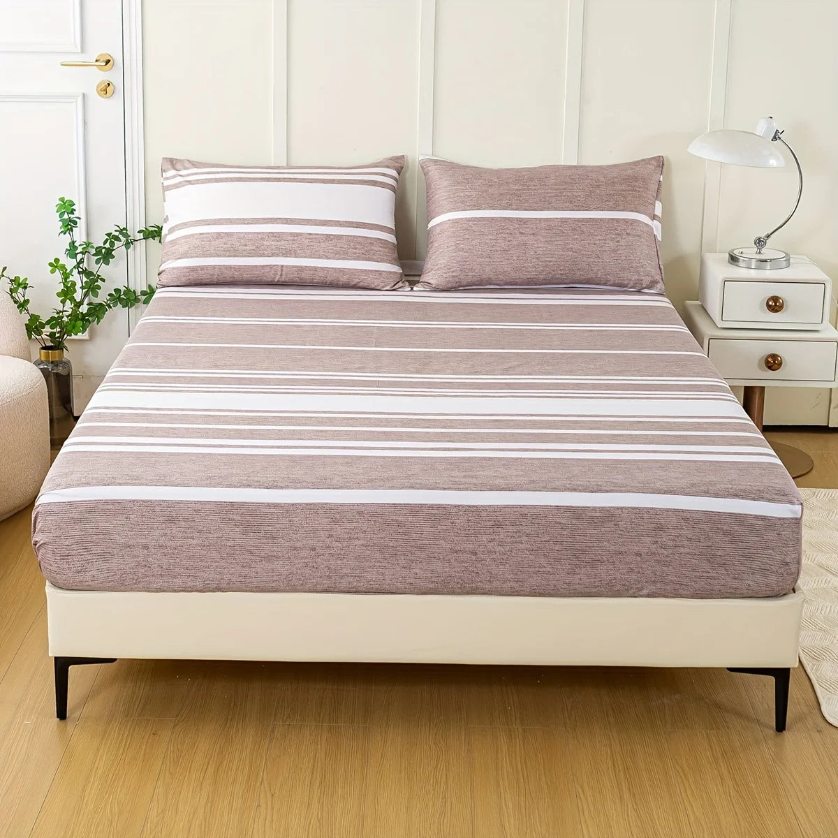 3-Piece Striped Fitted Sheet Set