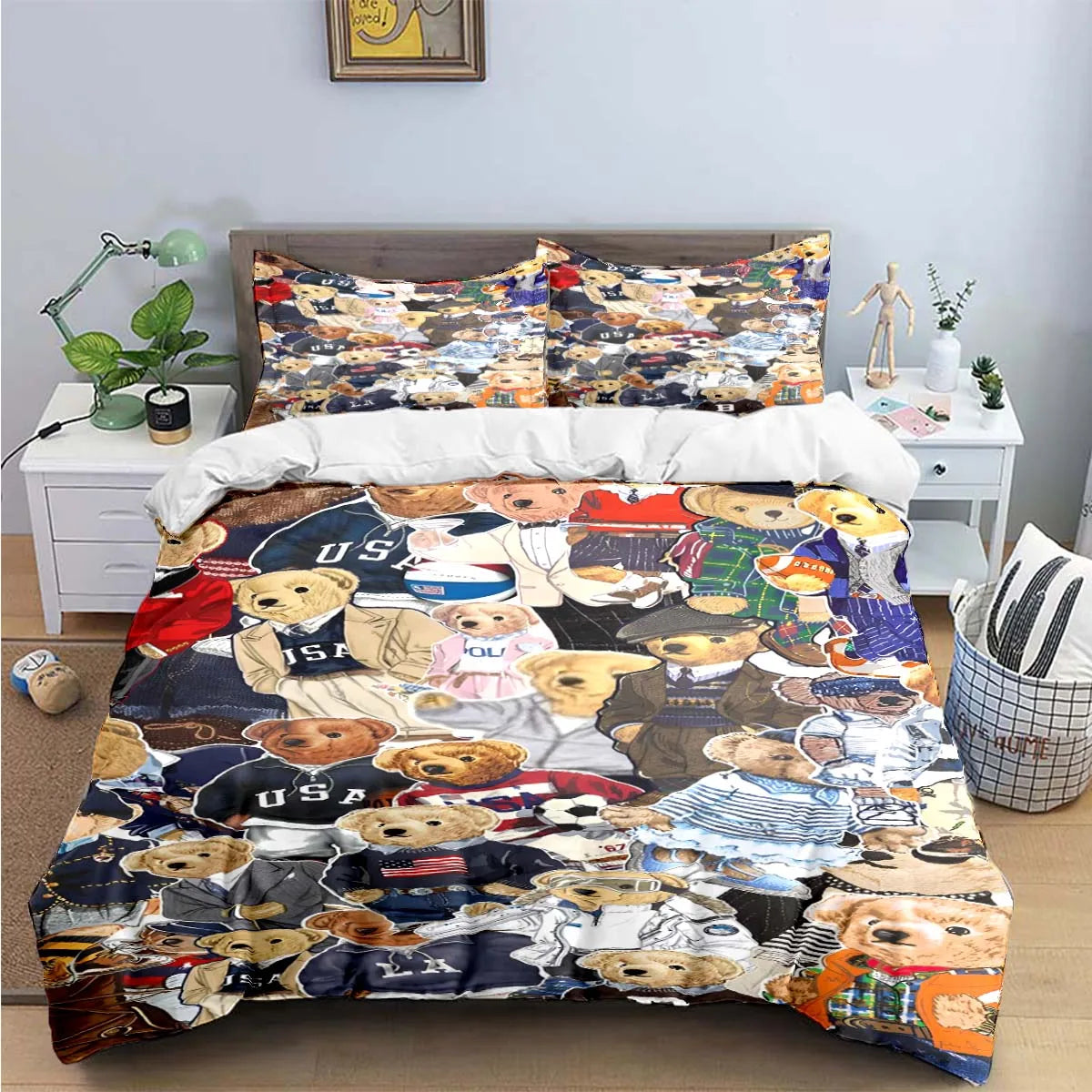 Bear Bedding Set Single Twin Full King Size