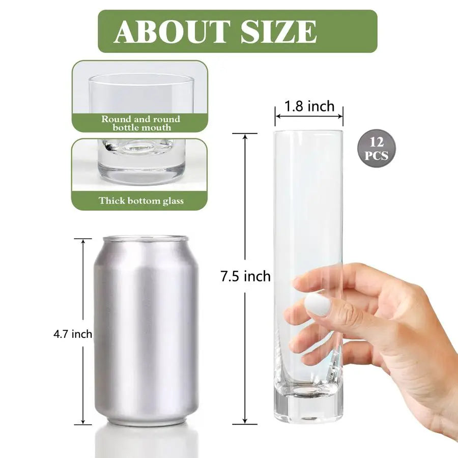Cylinder Bud Vases For Centerpieces, Set of 12