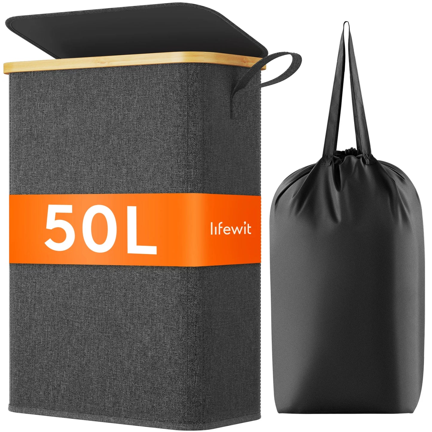 50L Slim Laundry Hamper With Lid