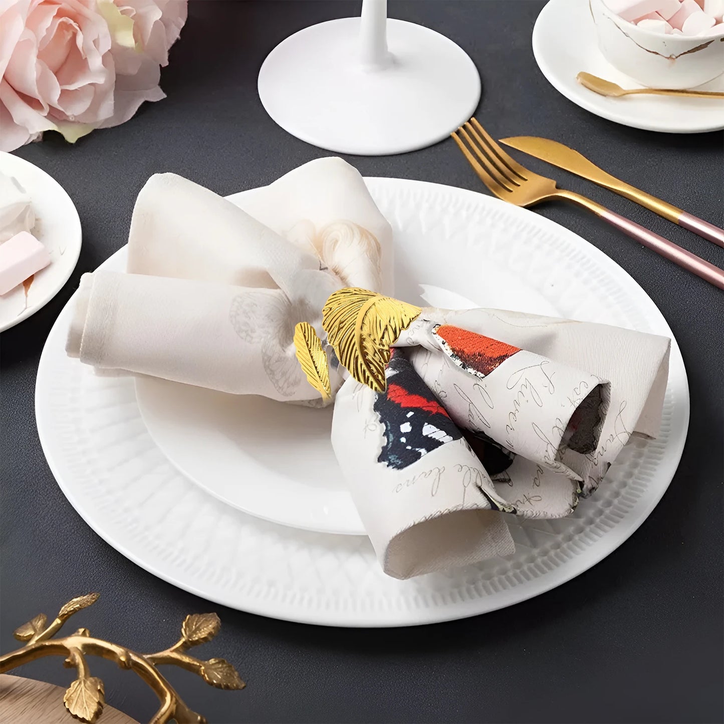 12pcs Leaf Shape Napkin Rings