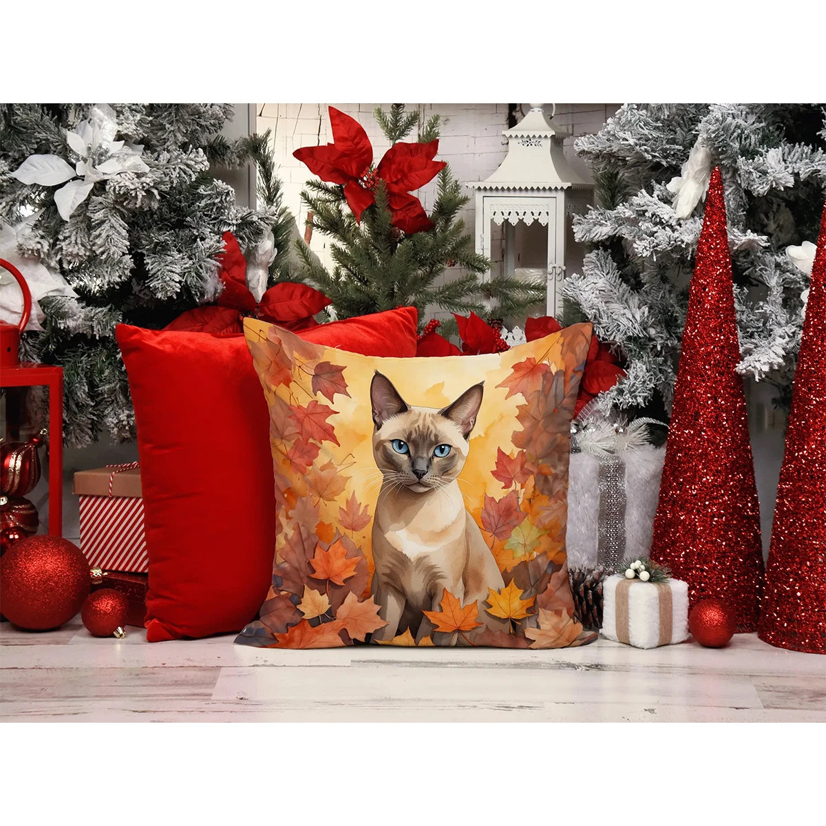 14Hx14W Cat Throw Pillow Washable