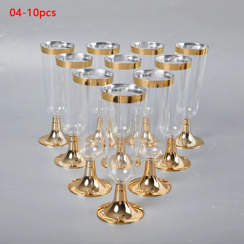 50Pc Plastic Disposable Red Wine, Champagne Flutes