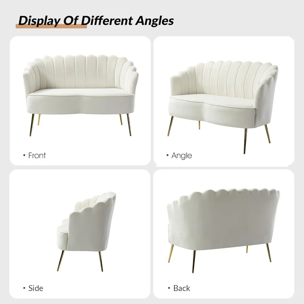 Modern Velvet Loveseat Sofa with Flower Shaped