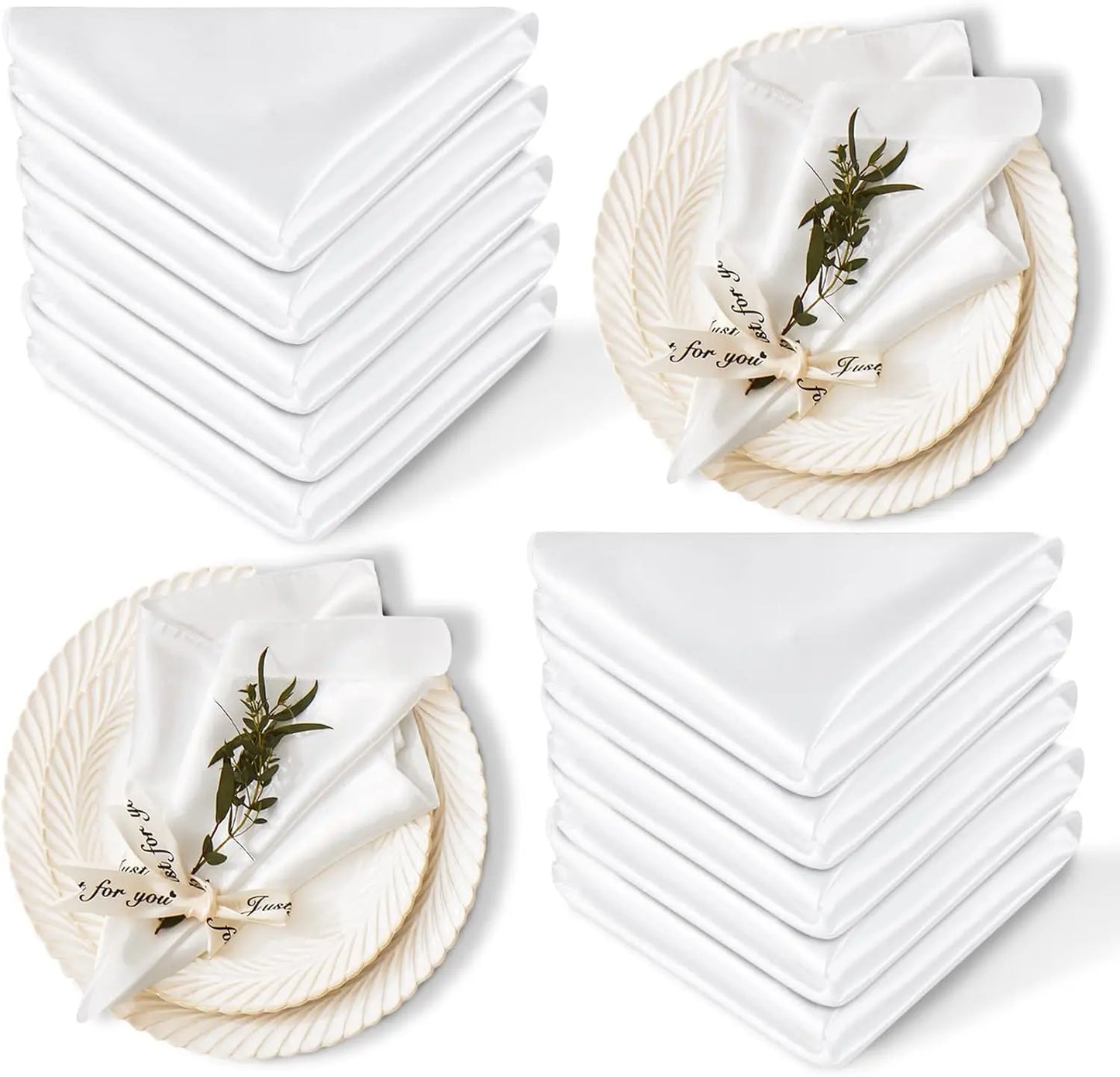 24 Pcs Satin Square Table Napkins