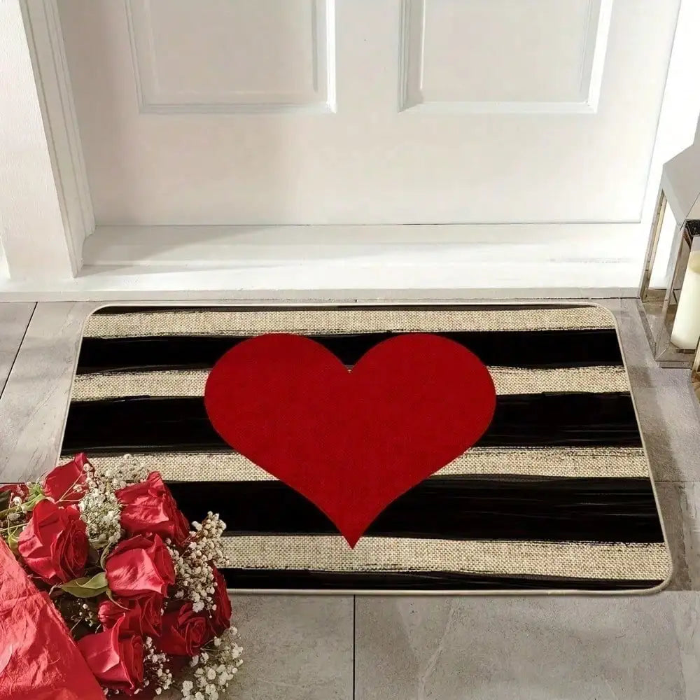 Valentines Day Doormat Red Heart Rug Non-Slip