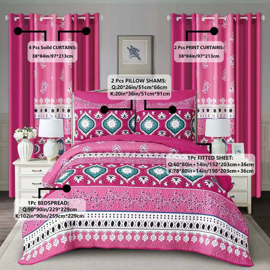 10 Pcs Printed Bedspread Set