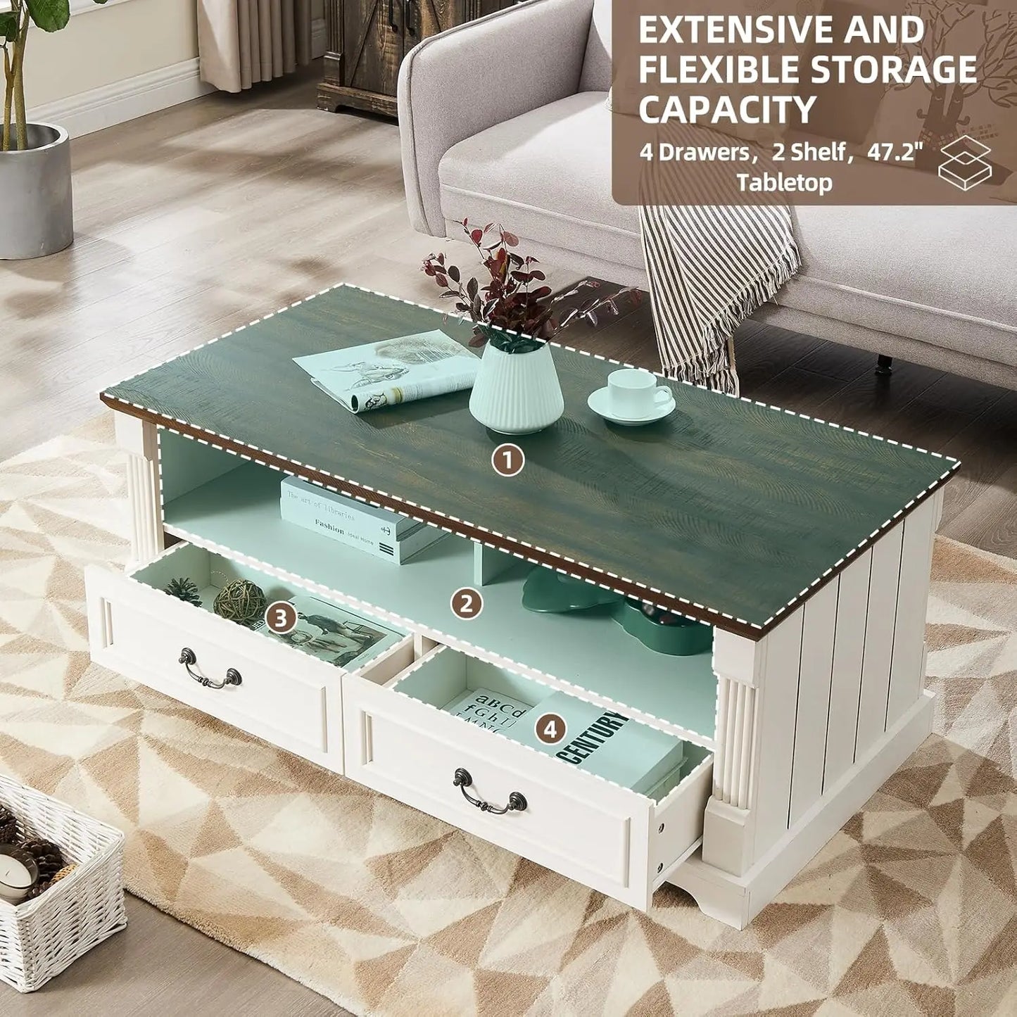 48'' Wood Coffee Table