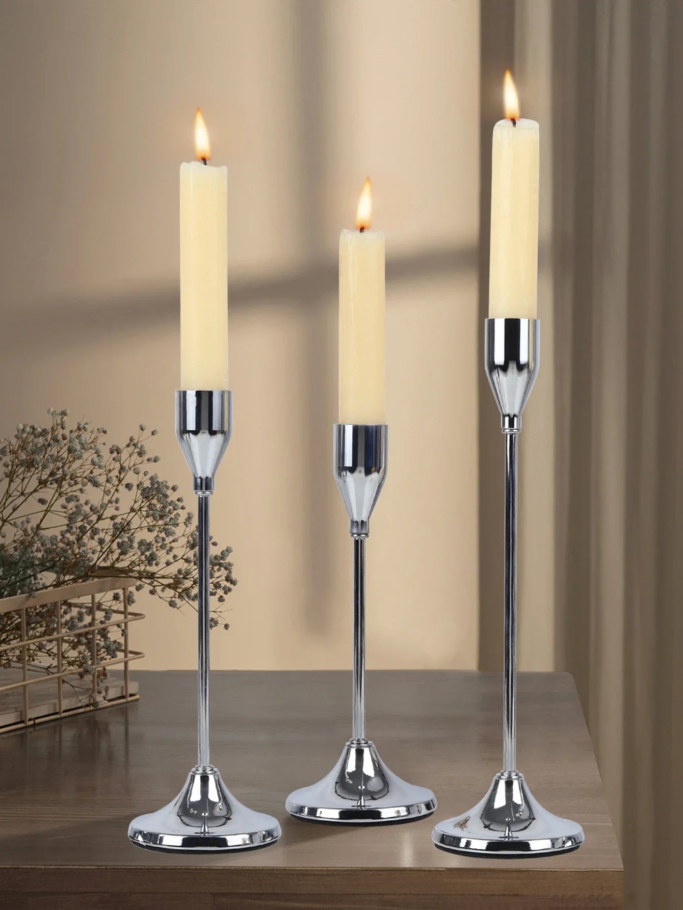 3Pcs/Set European Style Metal Candle Holders