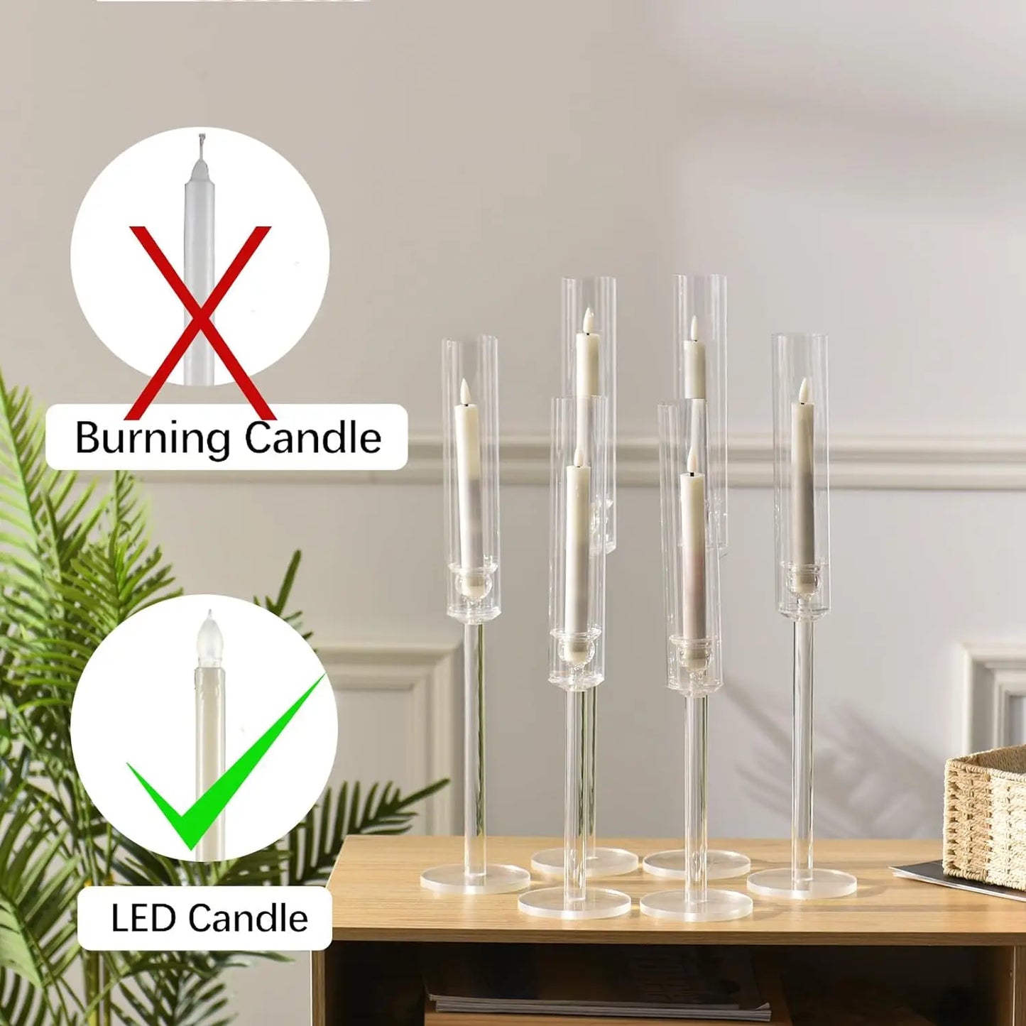6/12/24/36/48PCS Clear Arcylic Candle Holder Set