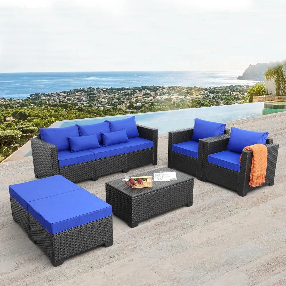 6 Pieces Patio Wicker Furniture Set