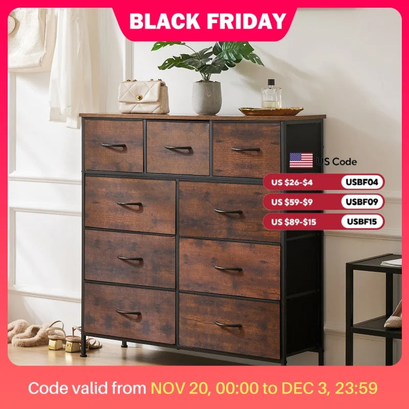 Dresser 9 Fabric Storage Drawer Wardrobe