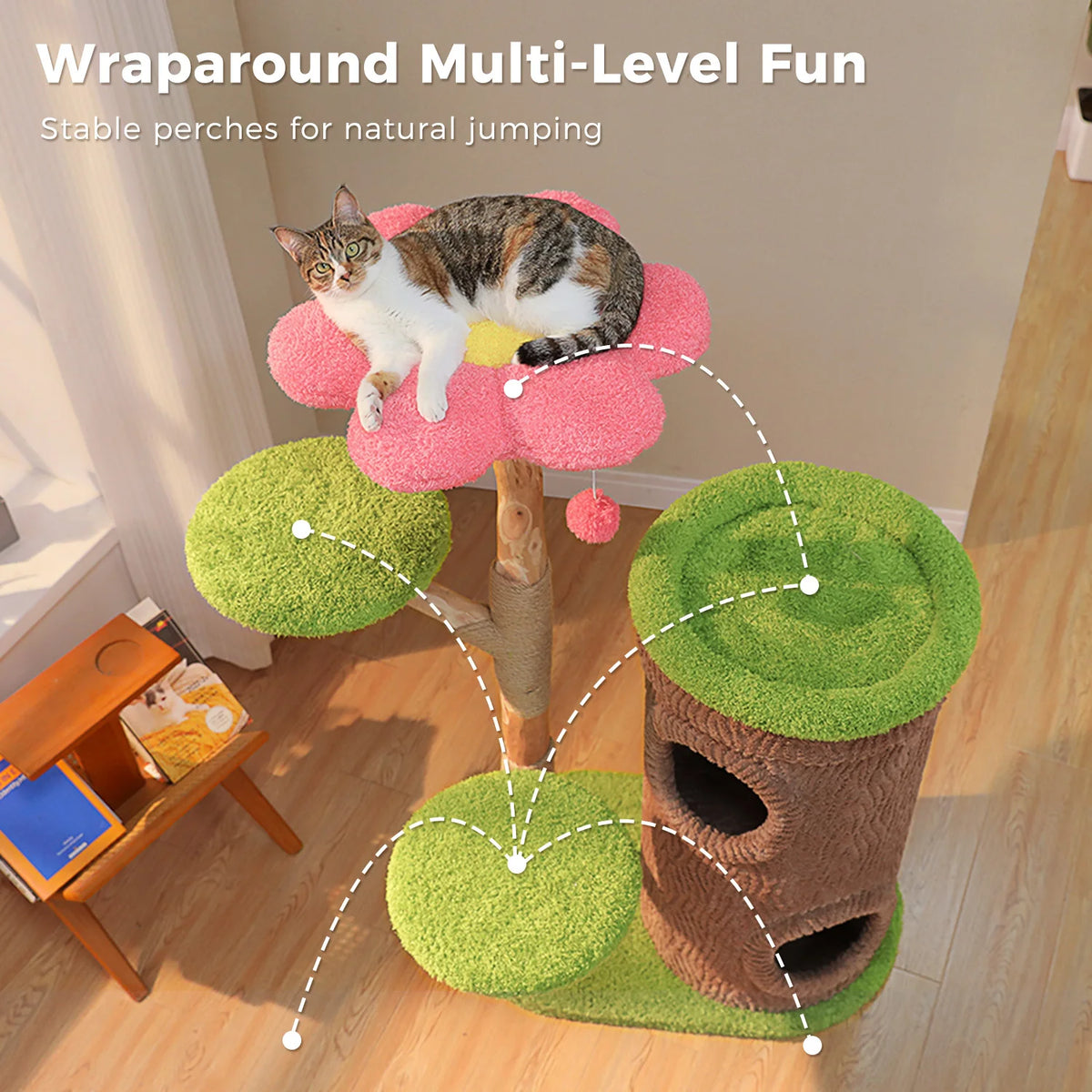 Large Cat Tree with 4 Spacious Condos