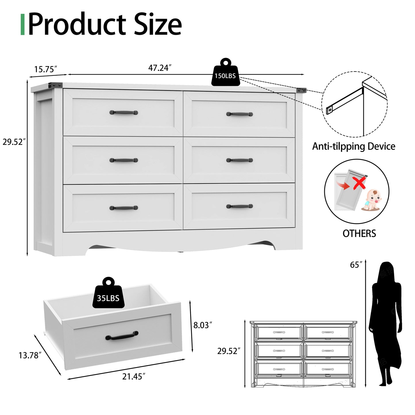 Farmhouse 6 Drawer Dresser
