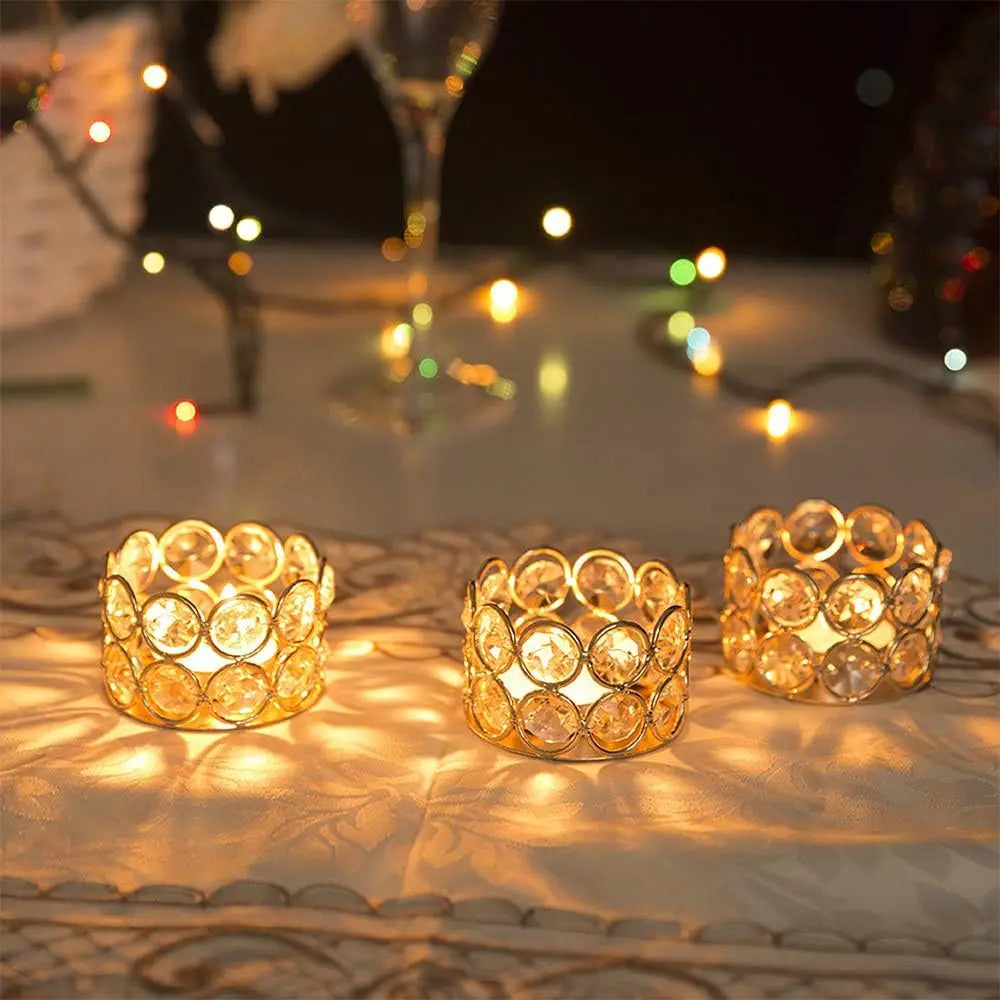 48PCS Gold Crystal Tea Light Candle Holders