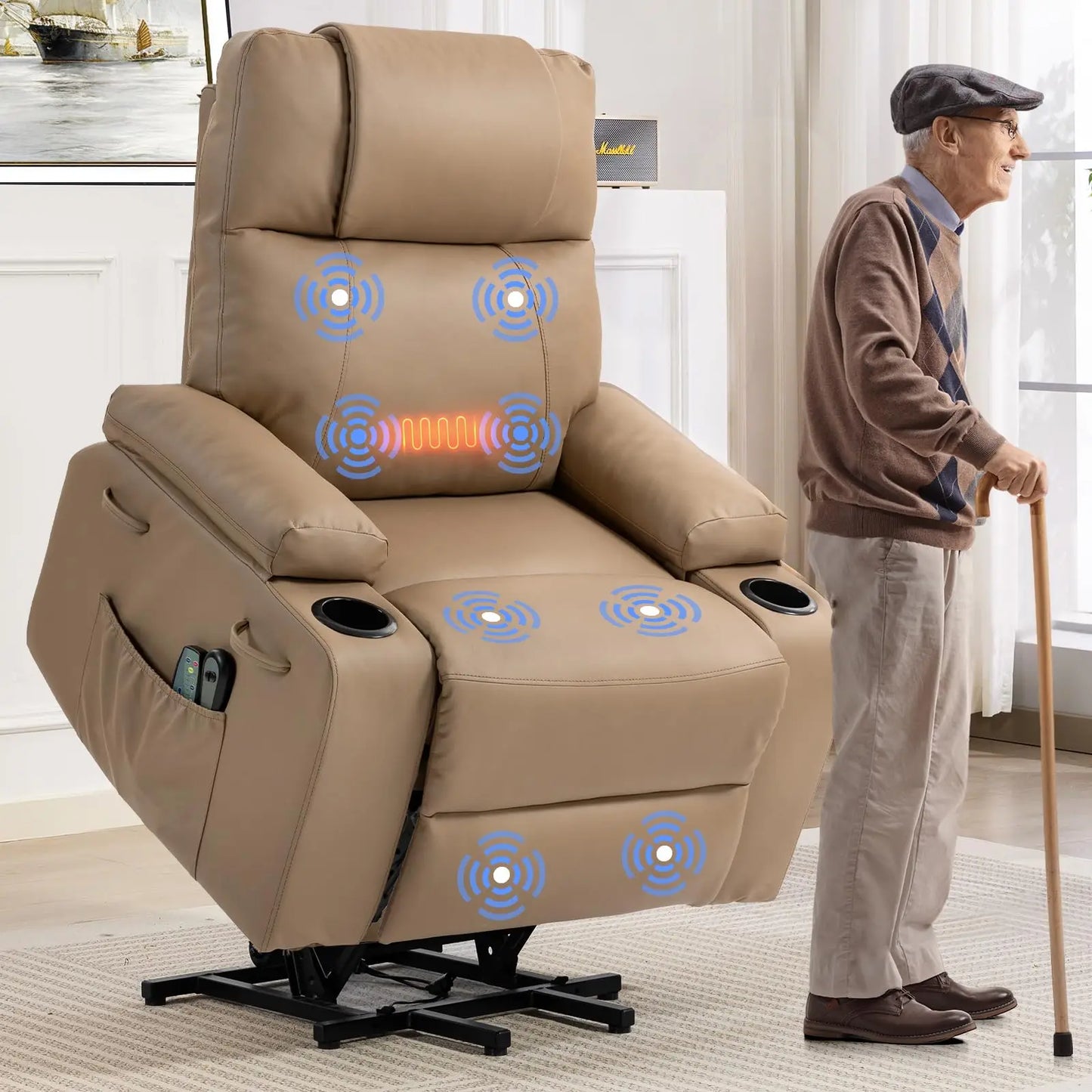 Living Power Lift Recliner Chair For Elderly With Massage & Heat,160°