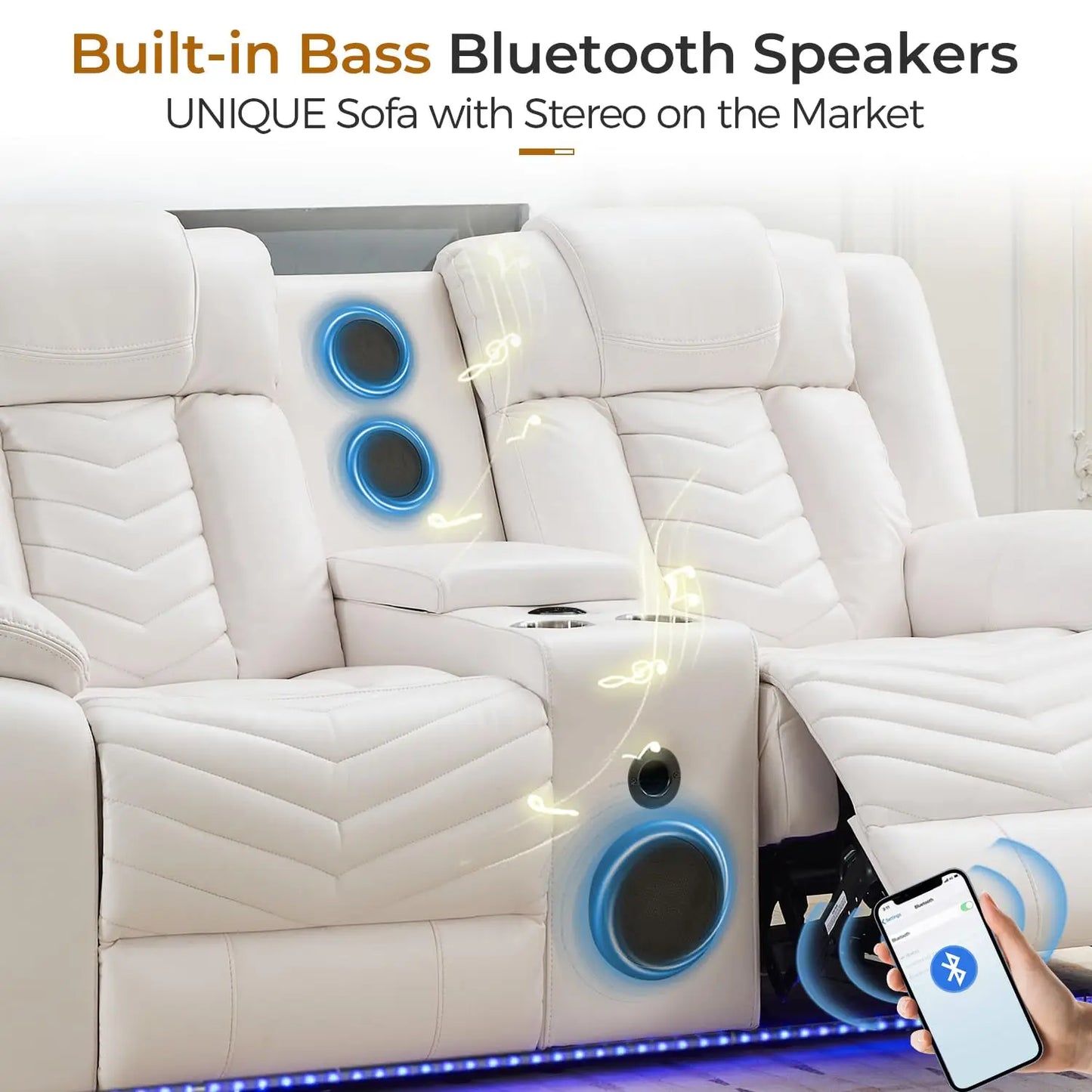 TODRANI Manual Recliner Loveseat with Bass Speaker