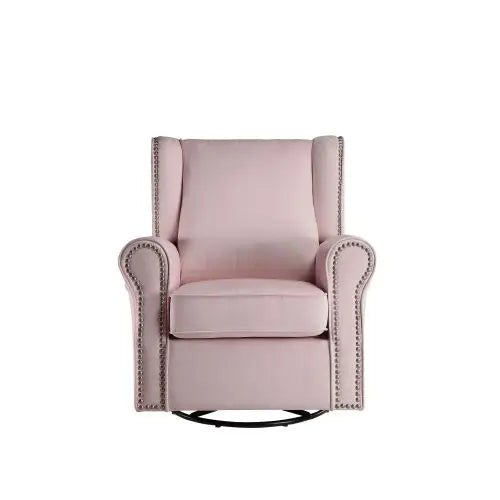 Pink fabric rotating sliding chair