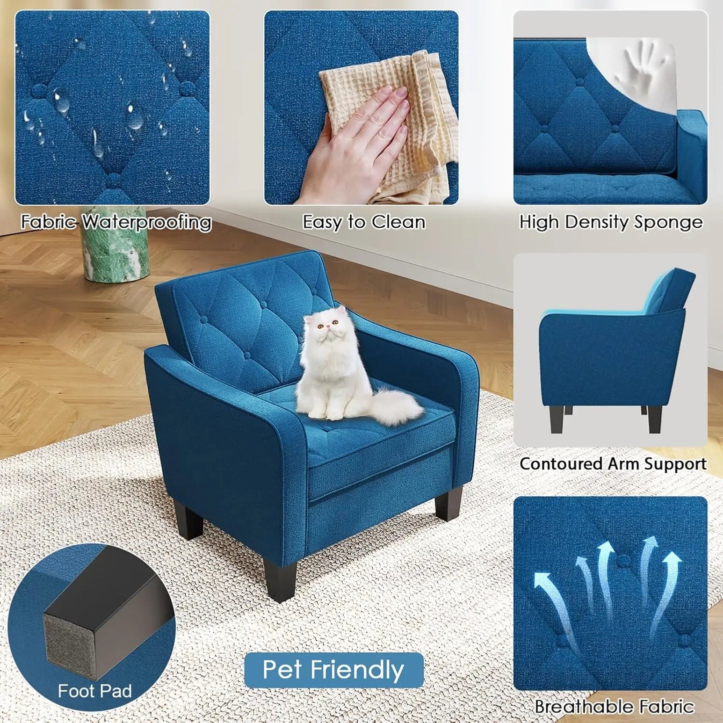 Blue Accent Chairs Set Of 2
