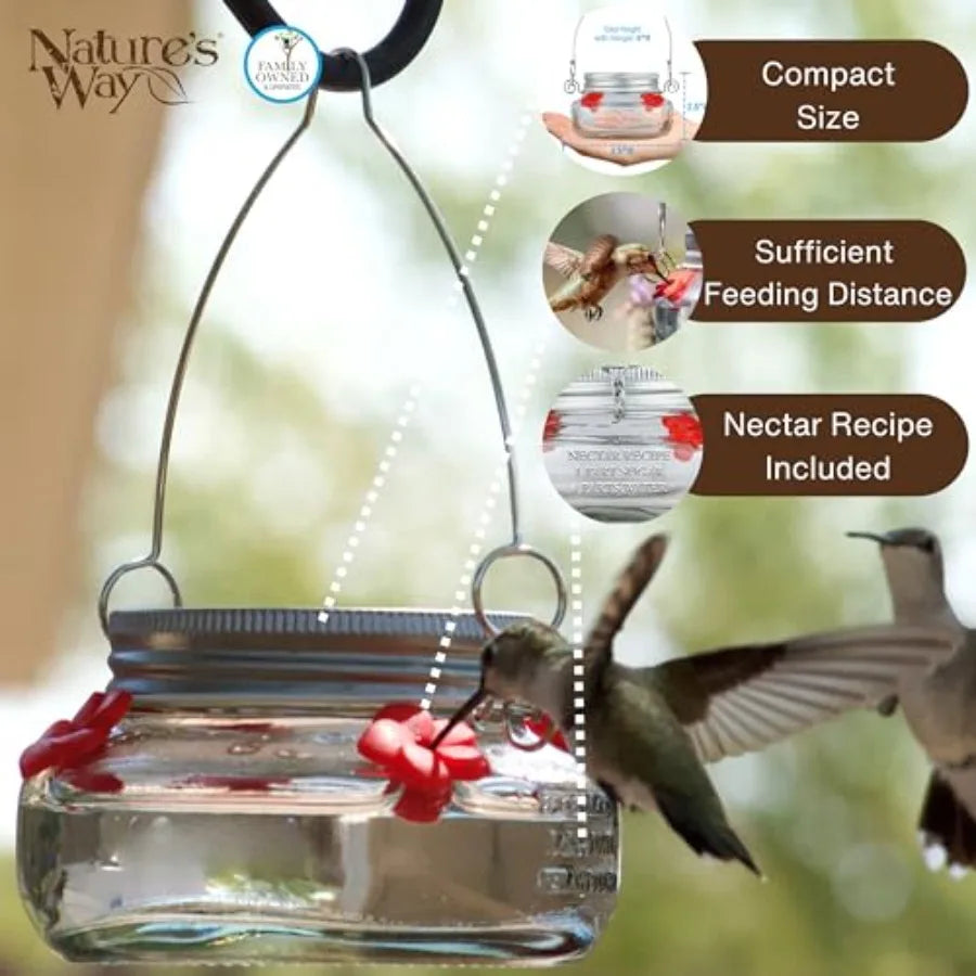 6 Mason Jar Hummingbird Feeders 6 Oz