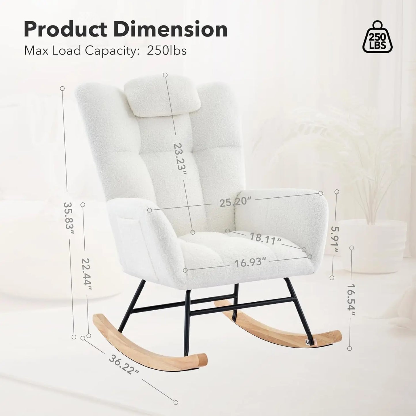 Modern Upholstered Nursery Rocking Chair
