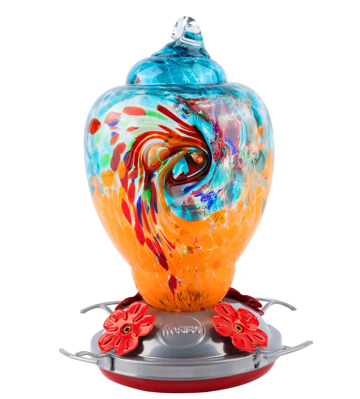 Hand Blown Glass Hummingbird Feeder
