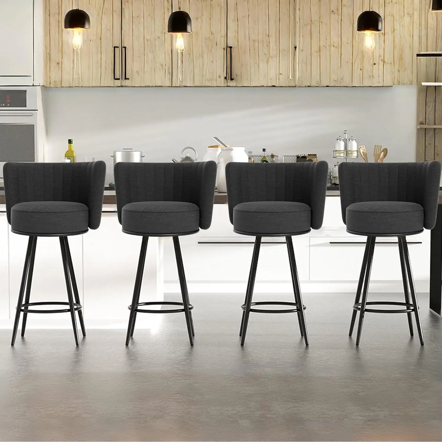 Bar Stools Set of 4, 27" Tufted Modern Counter Height Bar Stools