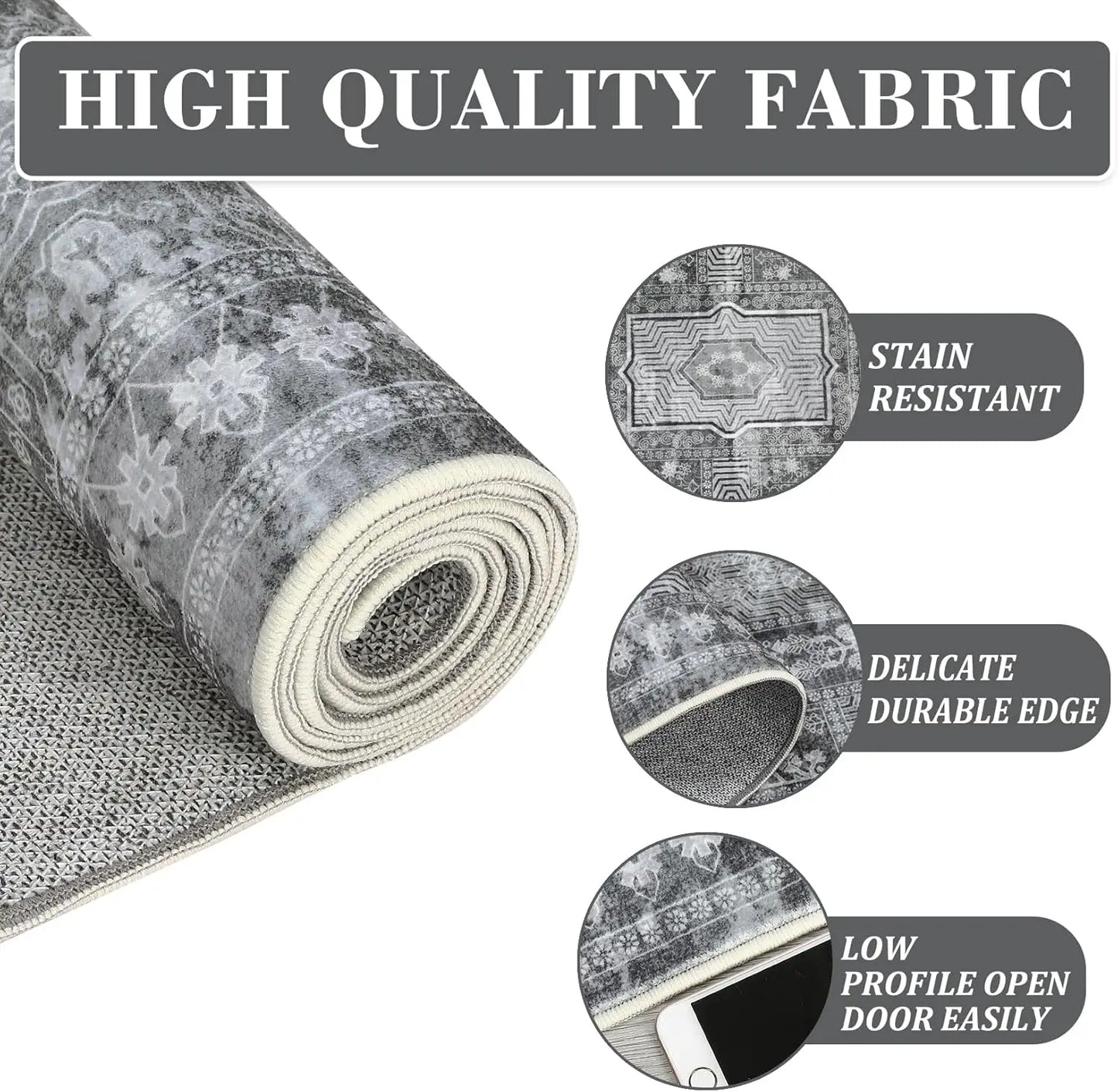 Large Vintage Washable Area Rug