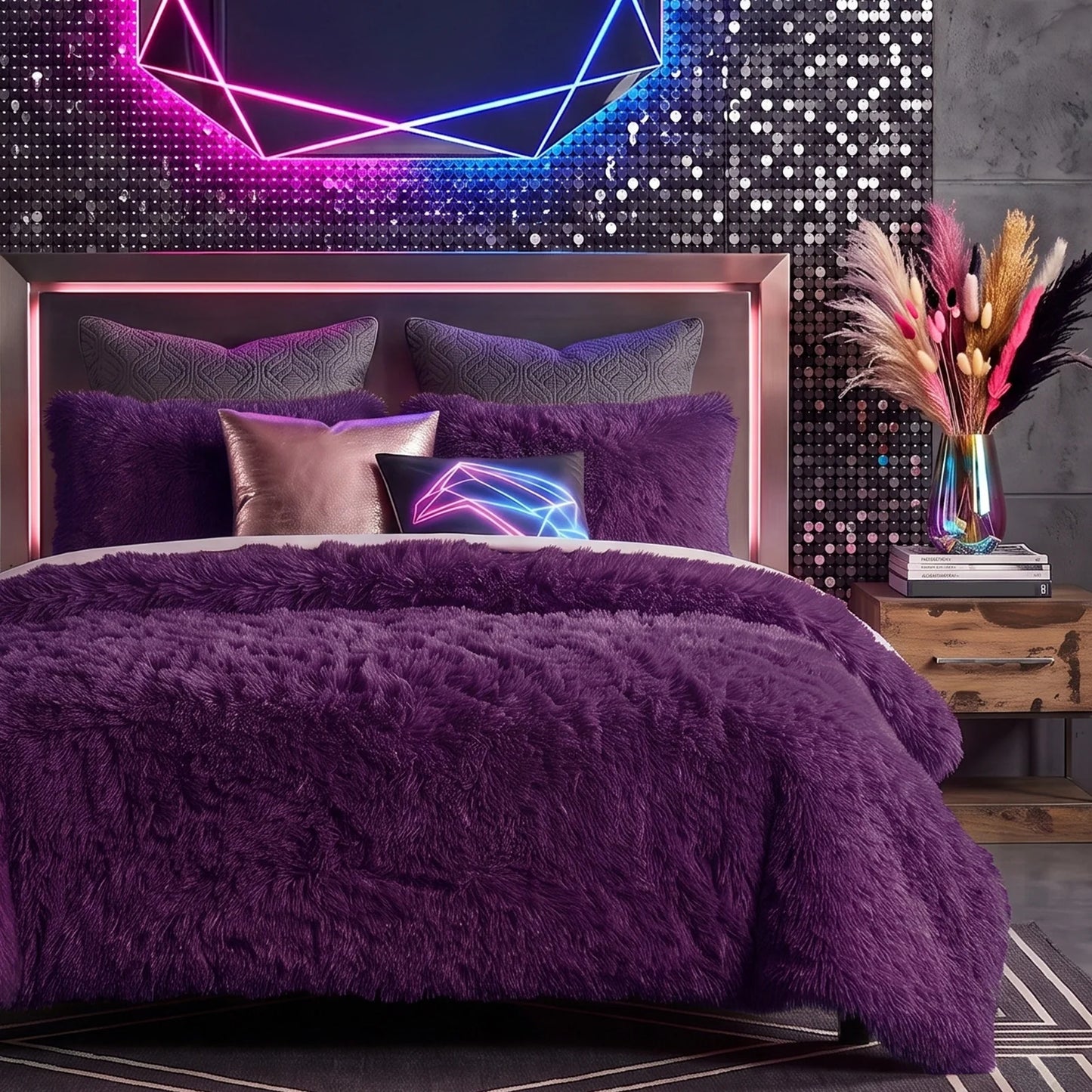 Shaggy Comforter Set with 2 Shams