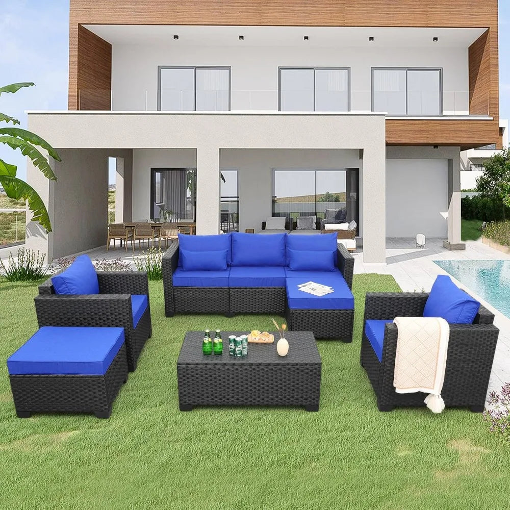 6 Pieces Patio Wicker Furniture Set