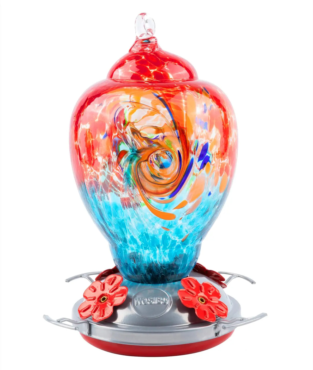 Hand Blown Glass Hummingbird Feeder