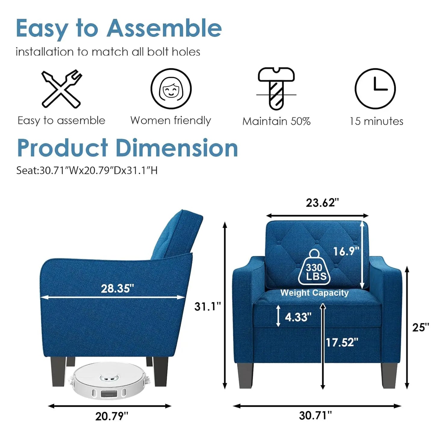 Blue Accent Chairs Set Of 2