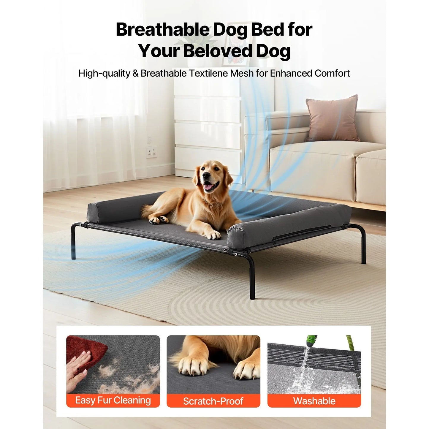 Elevated Dog Bed with Breathable Mesh