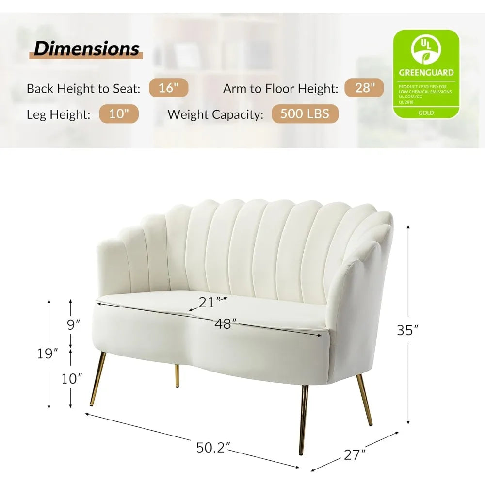 Modern Velvet Loveseat Sofa with Flower Shaped