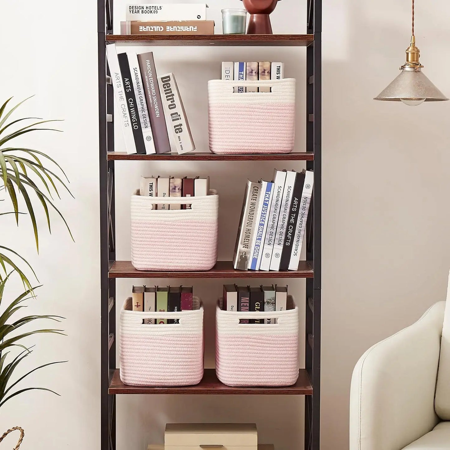 4 Pack Woven Storage Baskets With Handles