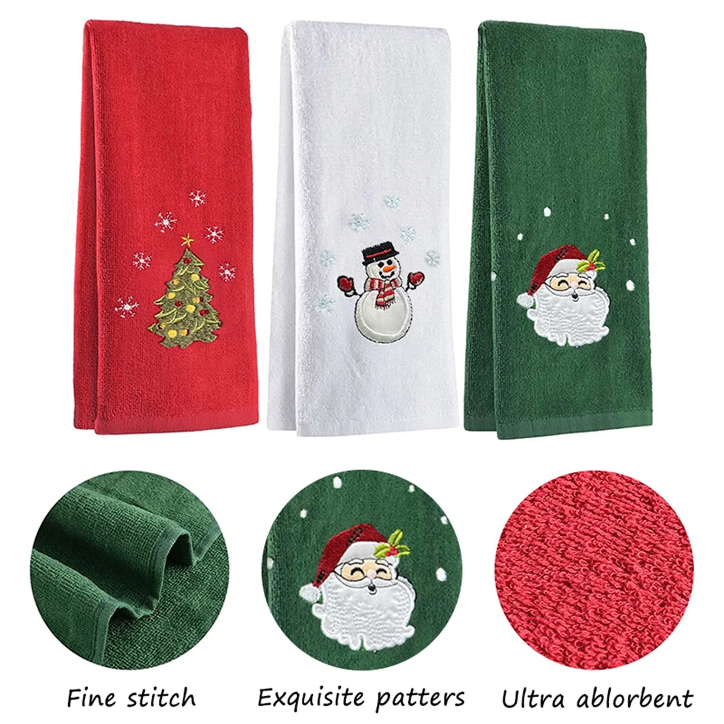 Classic Solid Xmas  Embroidery Bath Towel