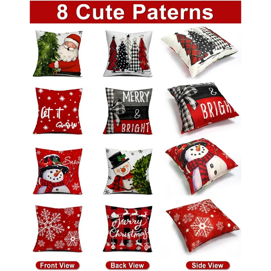 Set of 4 Double-Sided Print Christmas Pillow