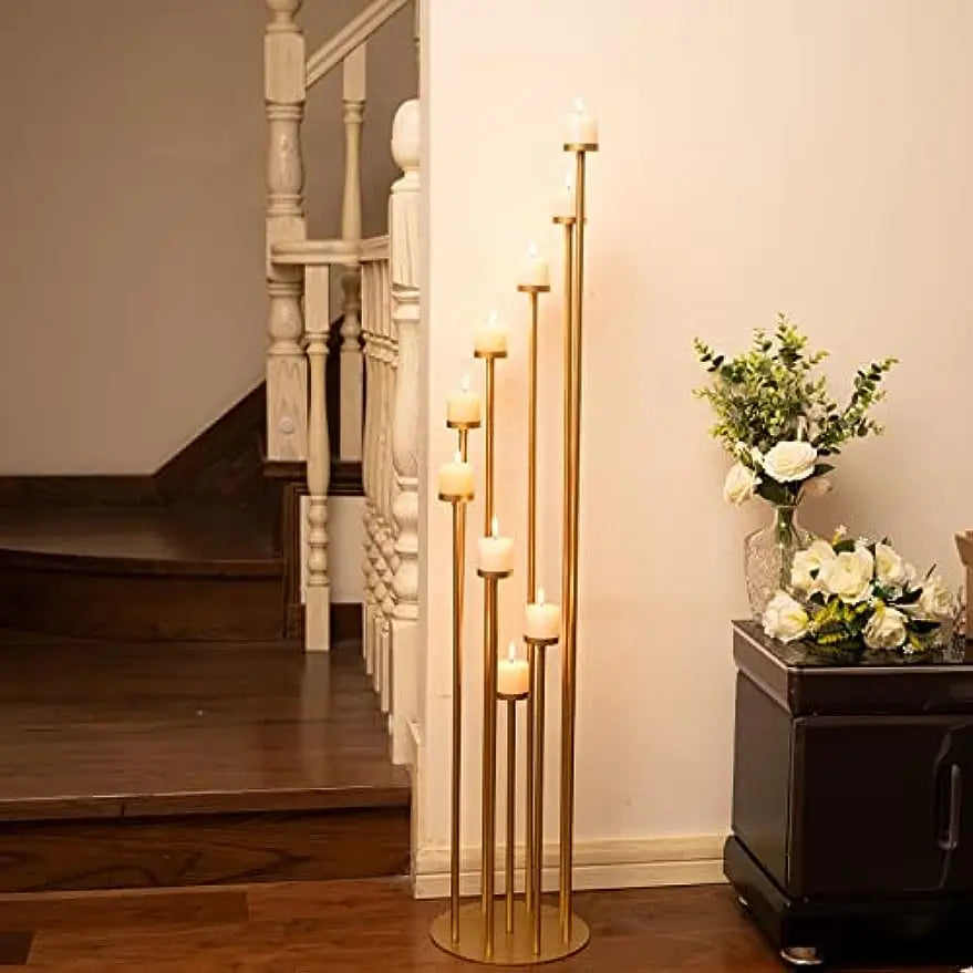 9 Arms Pillar Tapper Candle Holders Candelabra