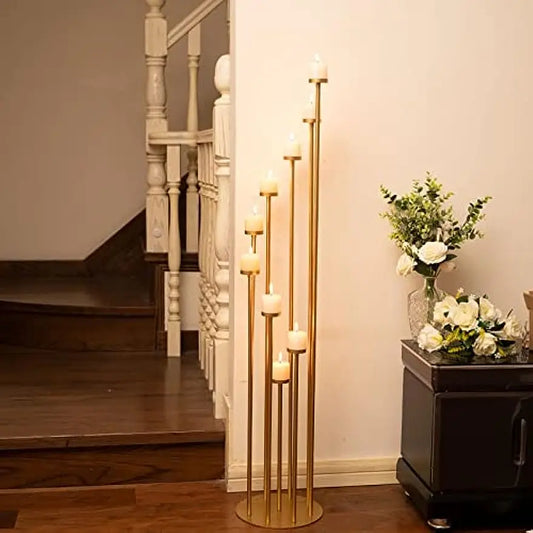 9 Arms Pillar Tapper Candle Holders Candelabra
