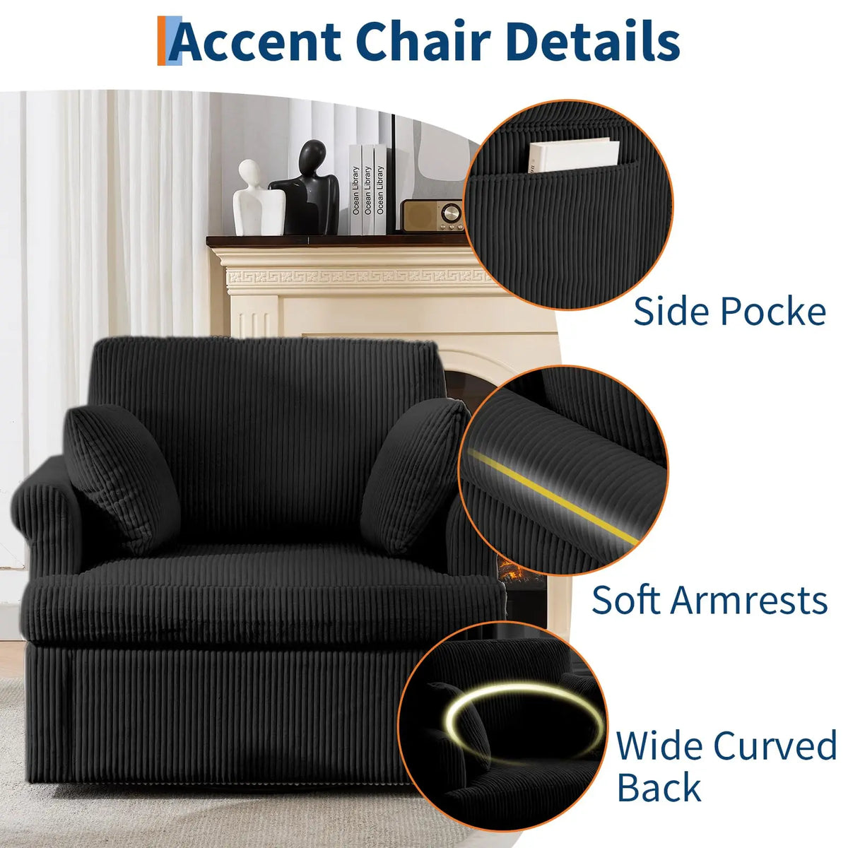 Swivel Armchair Corduroy