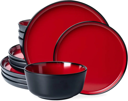 Melamine 12-Piece Modern Dinnerware Set