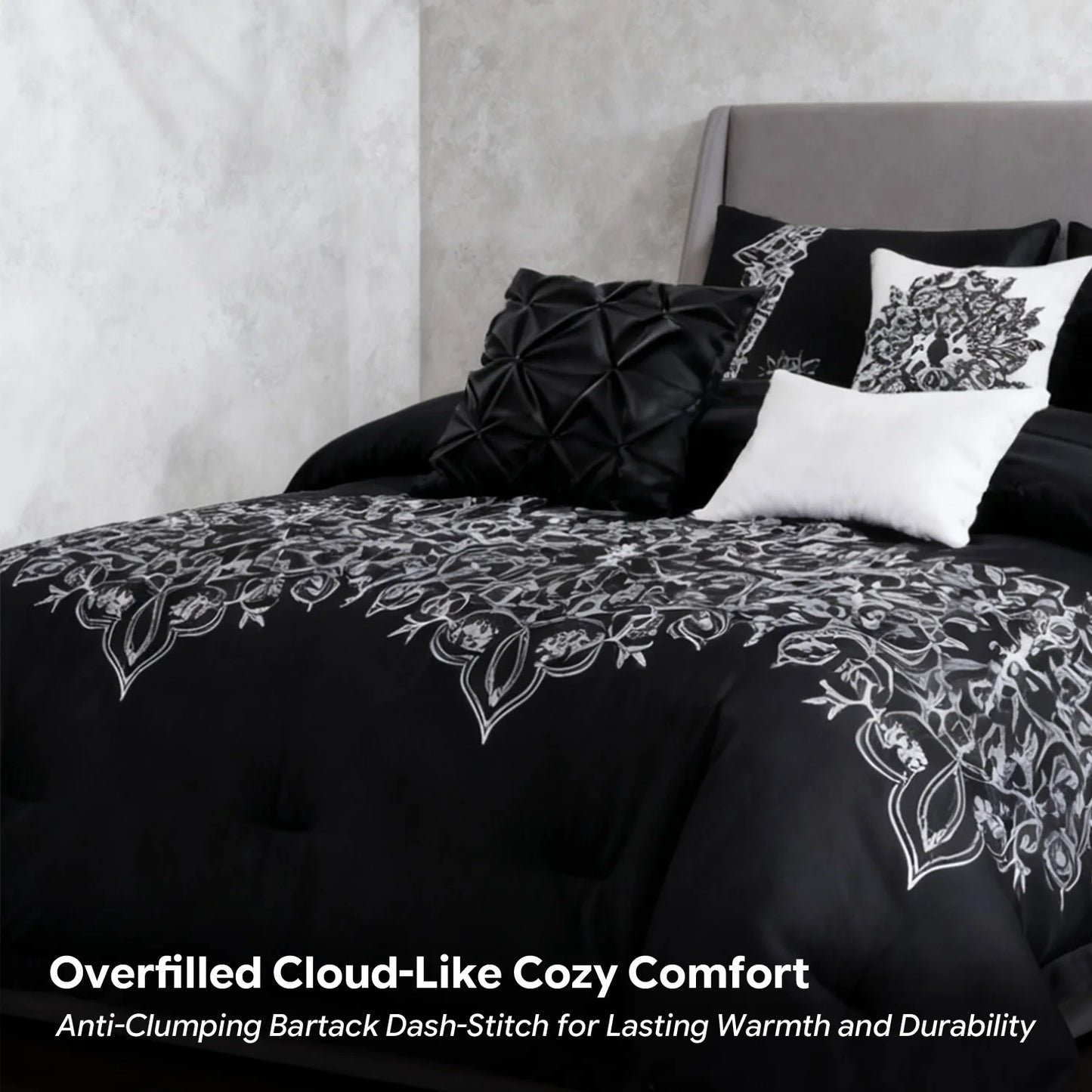 6 Pcs Embroidery Bed Comforter Set